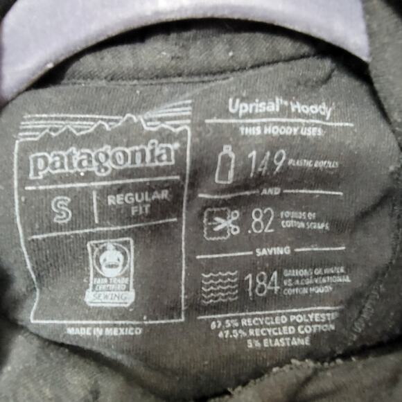 Patagonia Uprisal Hoodie Black Spellout Logo Size Small - Picture 4 of 8